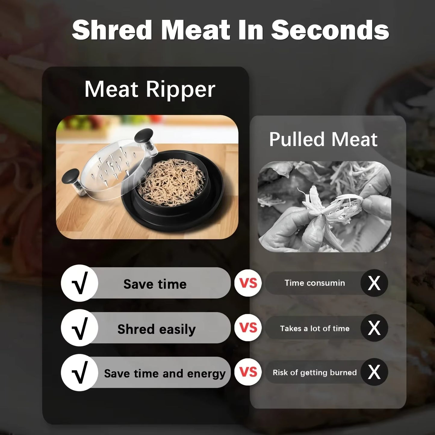 Upgraded Chicken Shredder with Transparent Cover – Large Anti-Slip Tool for Shredding Chicken, Beef & Vegetables